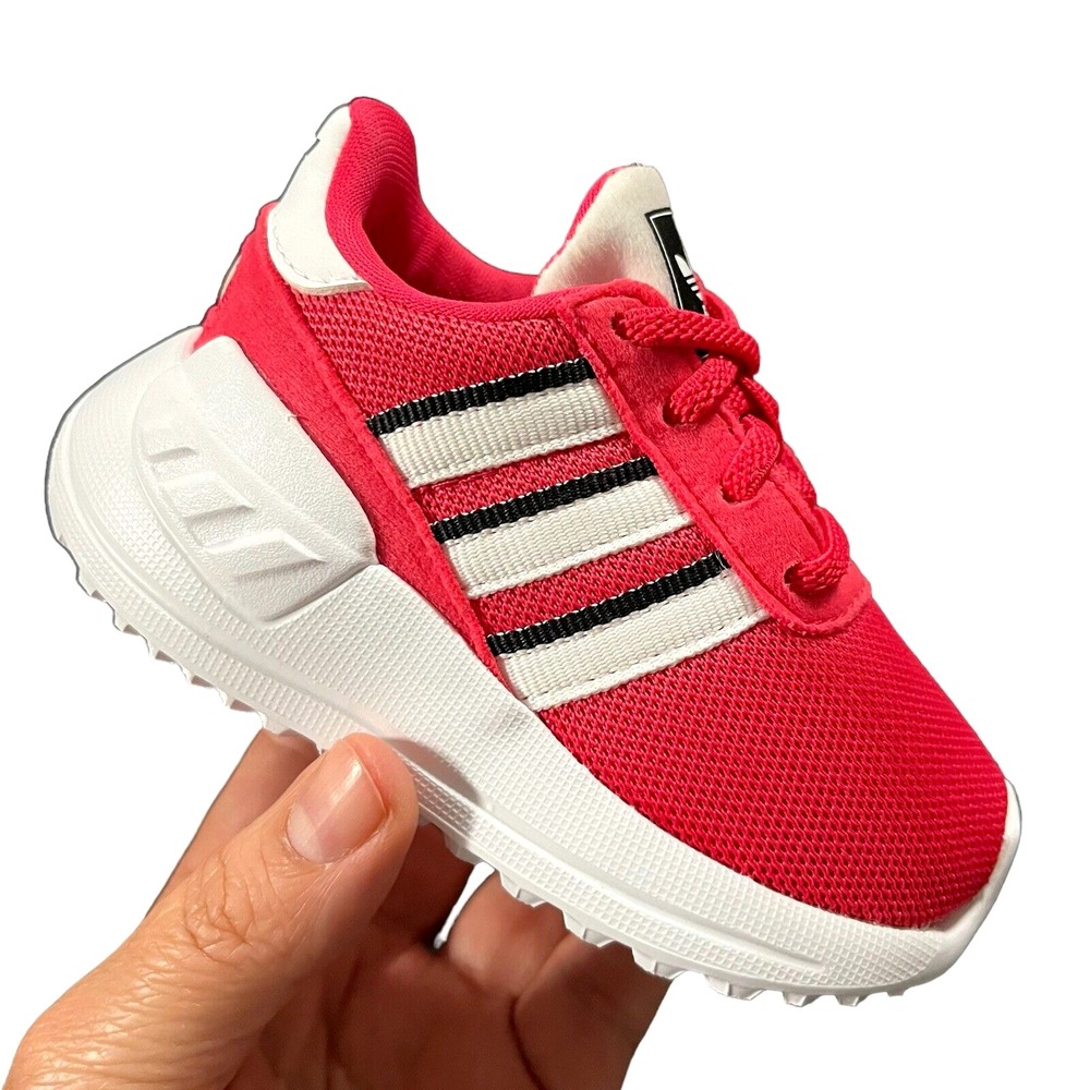 Adidas Baby Infant Girls Slip-on Sneakers Size 4 Pink-White Lightweight Comfort